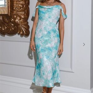 Hello Molly Blue and White Sheath Midi Dress